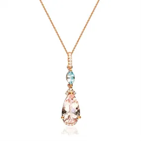 Vera 10K Rose Gold Pear-Cut Madagascar Morganite Pendant