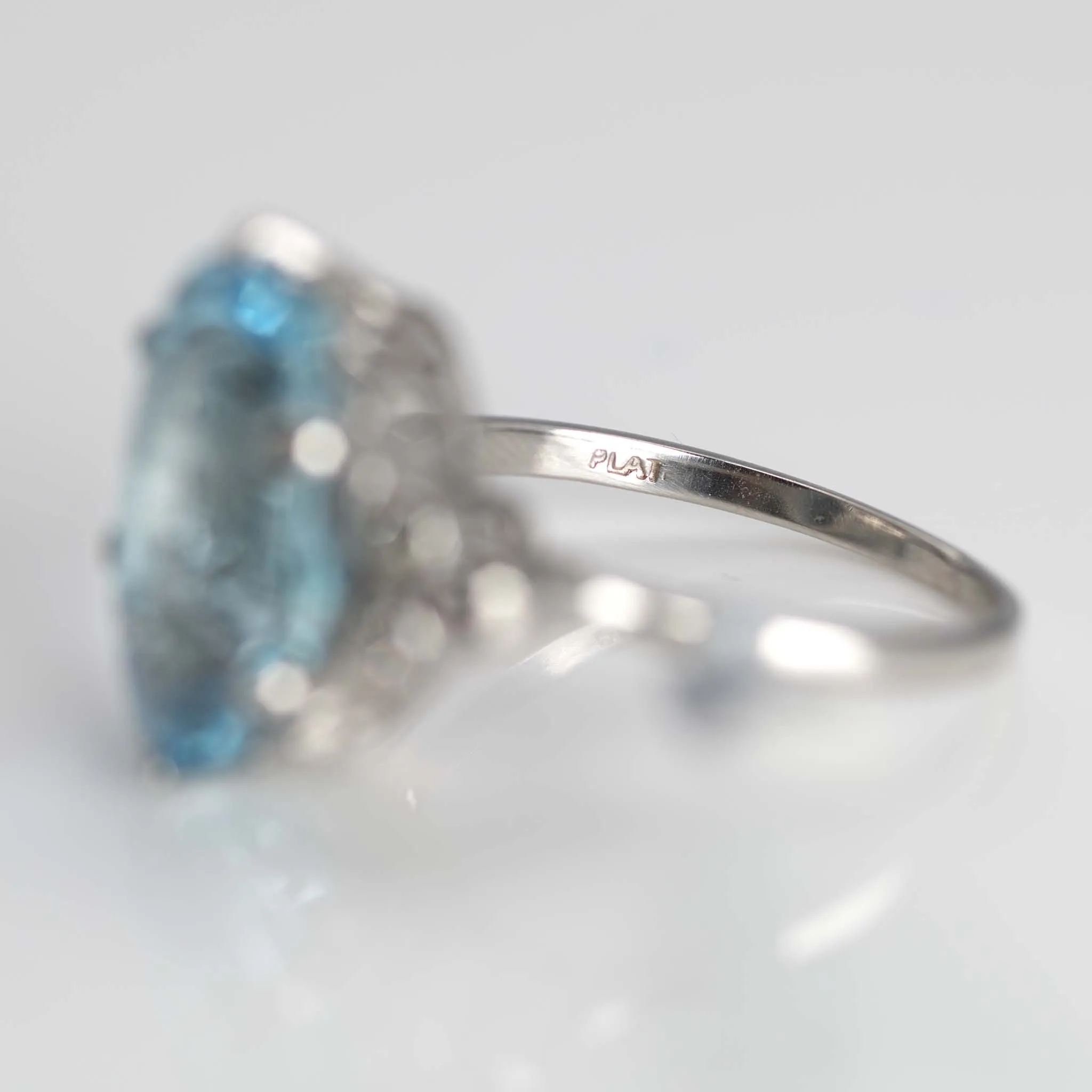 Vintage Platinum 6 Carat Aquamarine Ring