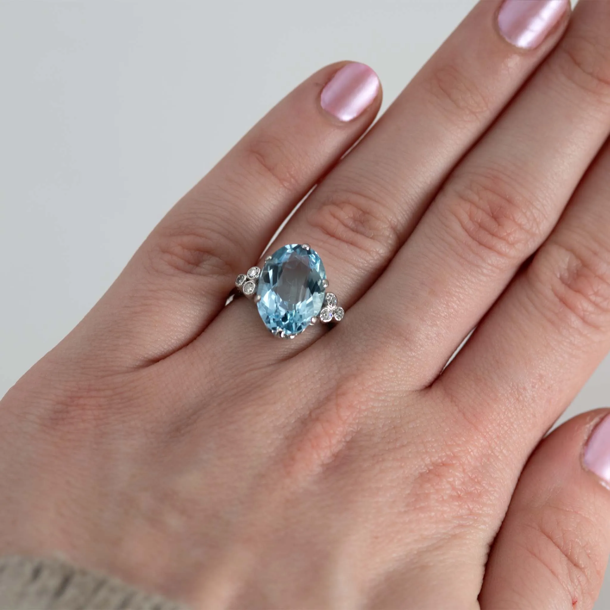 Vintage Platinum 6 Carat Aquamarine Ring