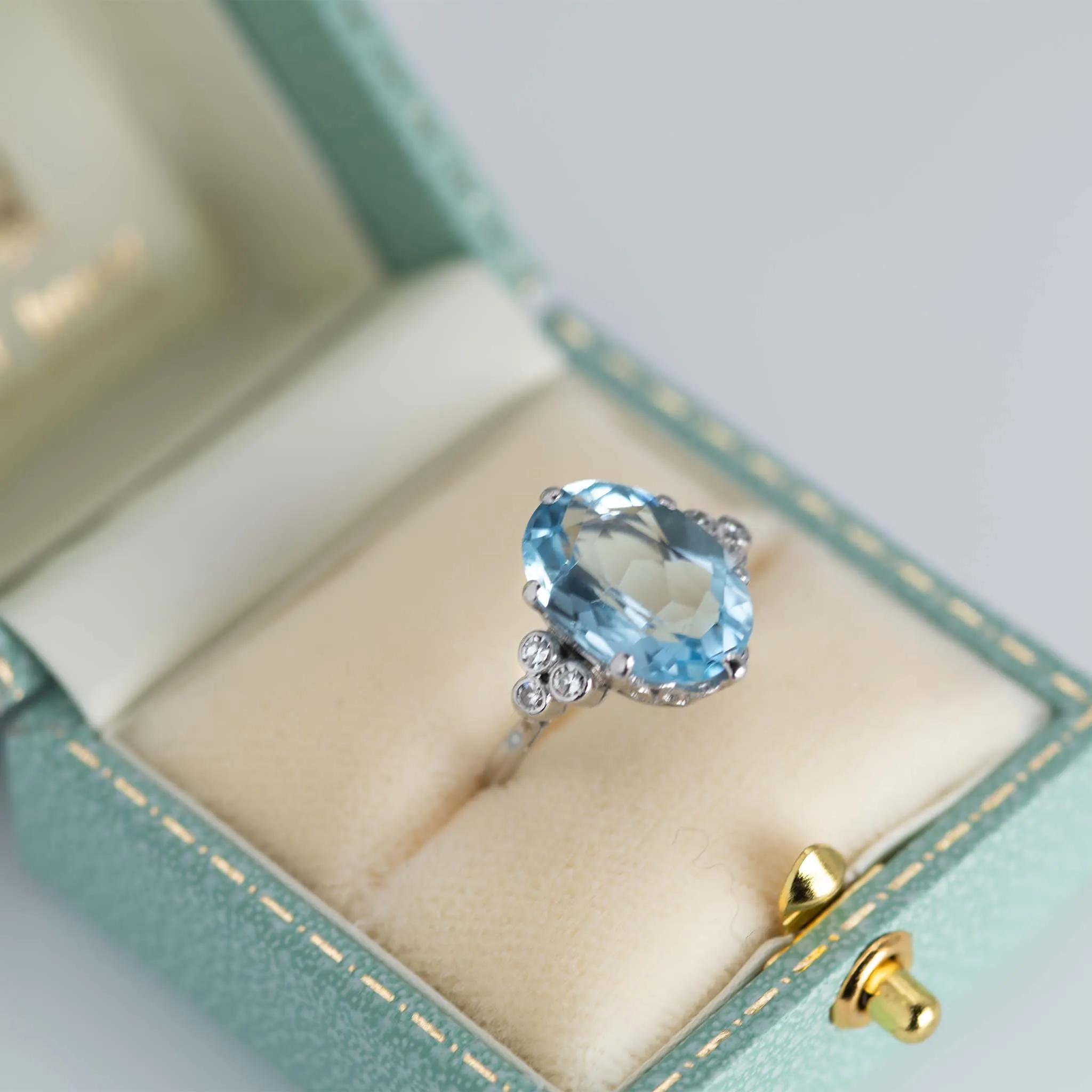 Vintage Platinum 6 Carat Aquamarine Ring