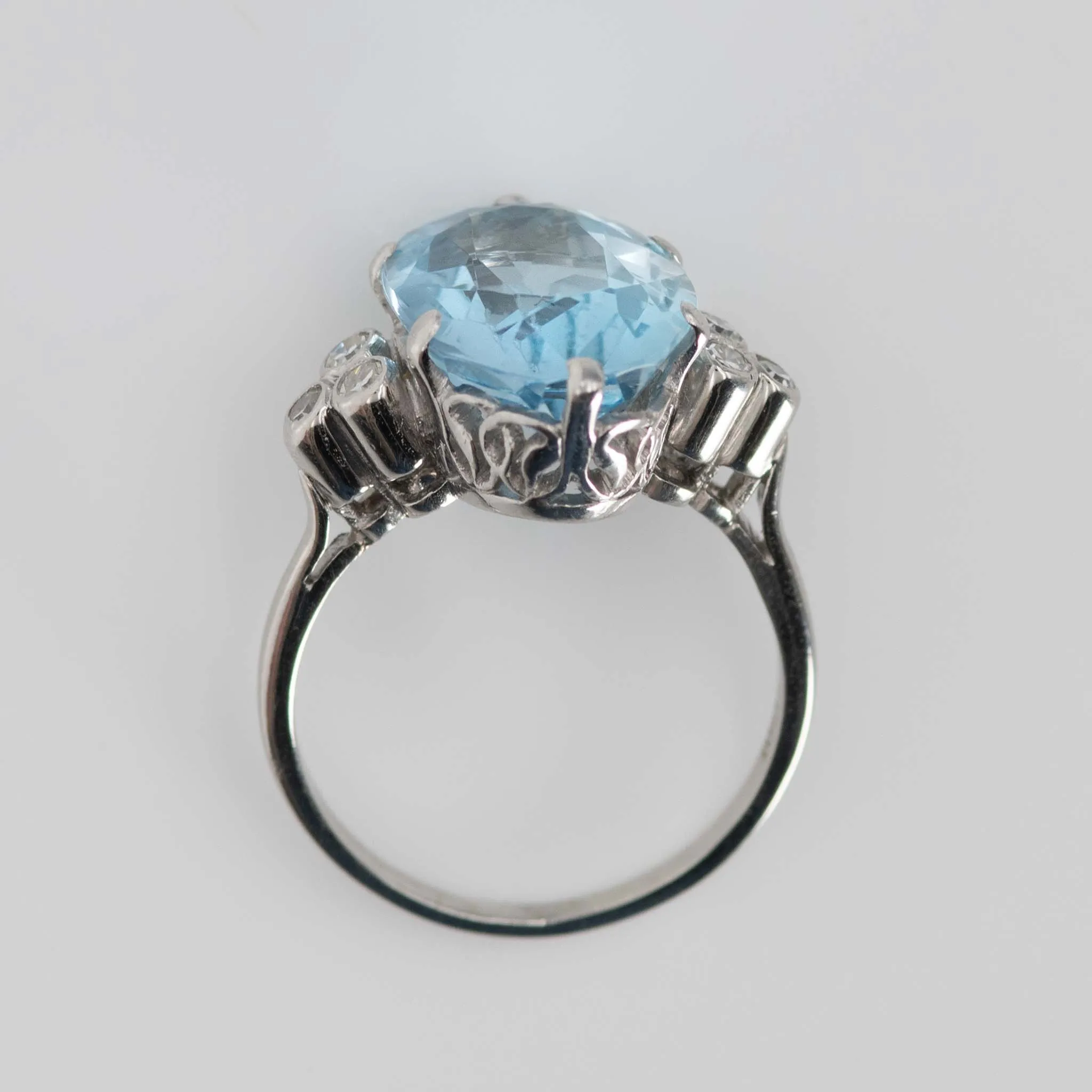 Vintage Platinum 6 Carat Aquamarine Ring