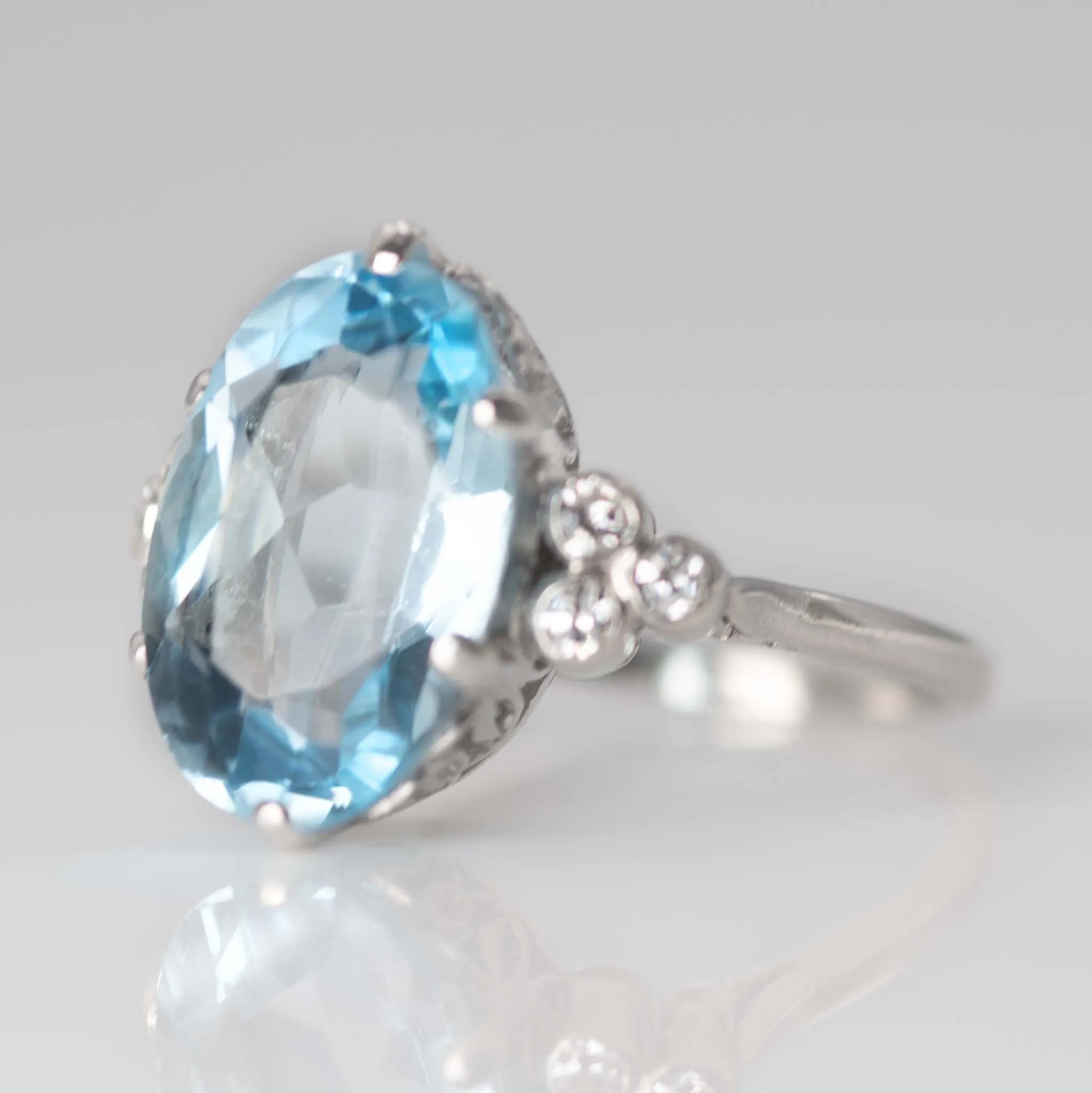 Vintage Platinum 6 Carat Aquamarine Ring