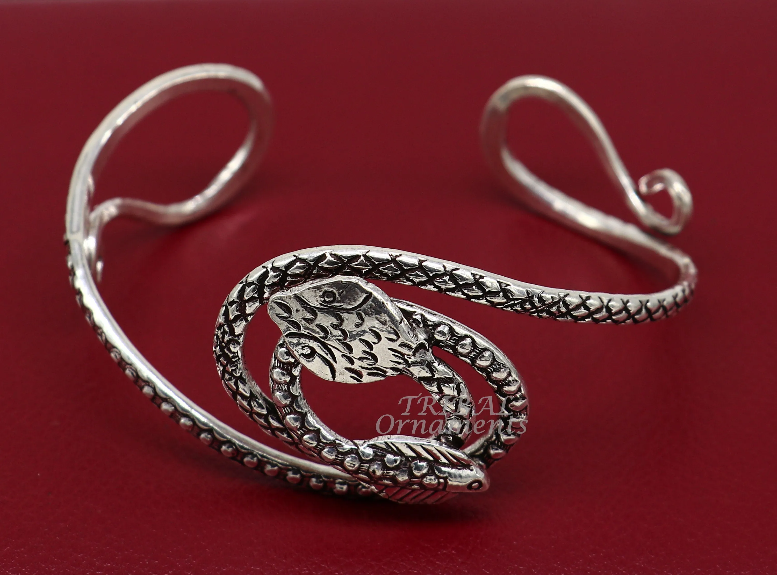 Vintage style unique snake couple design 925 sterling silver cuff bracelet kada, best gifting unisex snake cobra jewelry cuff135