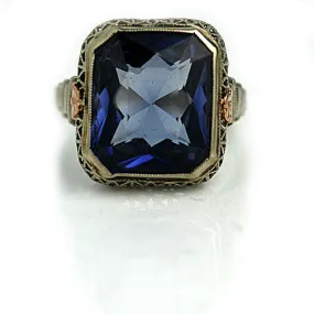 Vintage Synthetic Blue Gemstone Cocktail Ring
