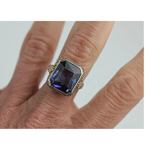 Vintage Synthetic Blue Gemstone Cocktail Ring