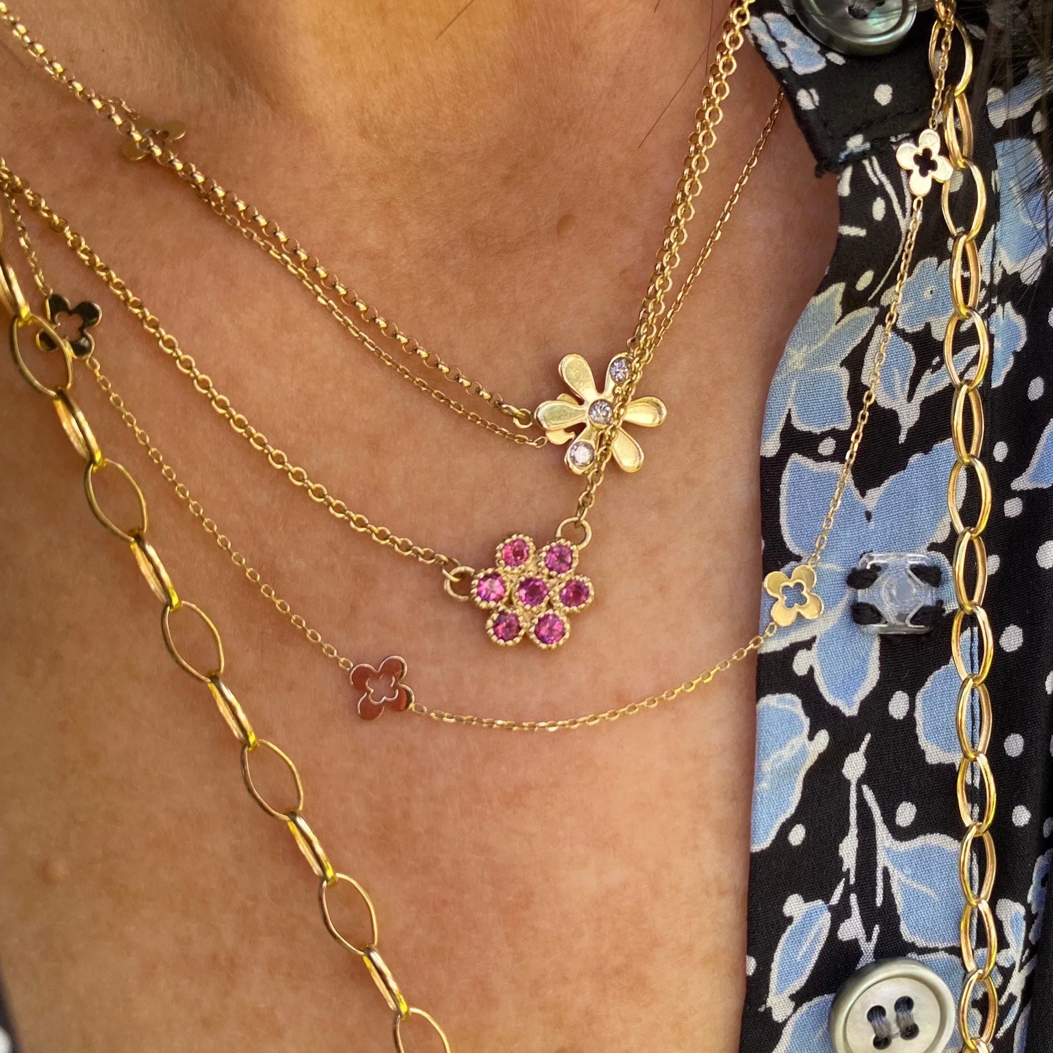 Water Lily Necklace/Pink Tourmaline