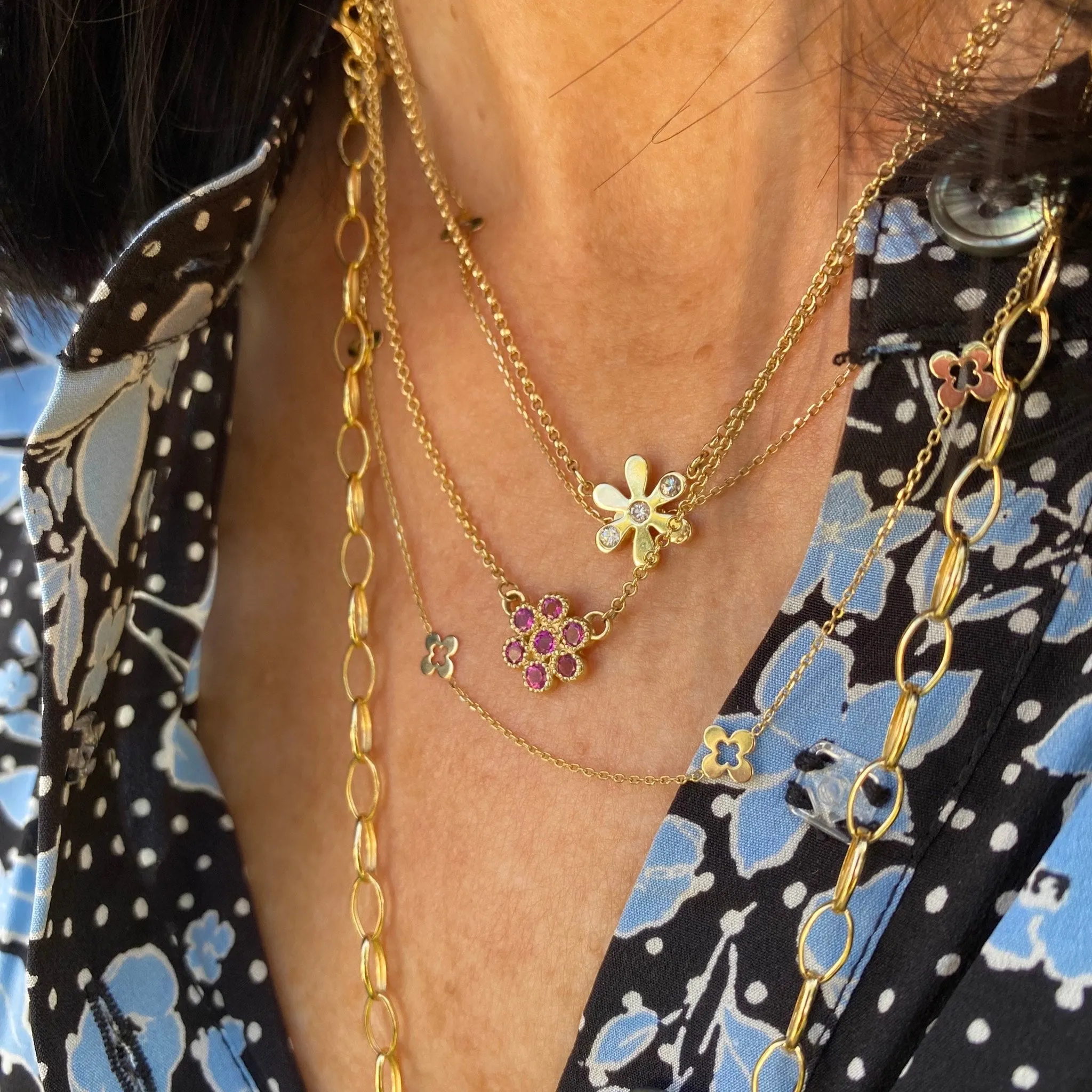 Water Lily Necklace/Pink Tourmaline