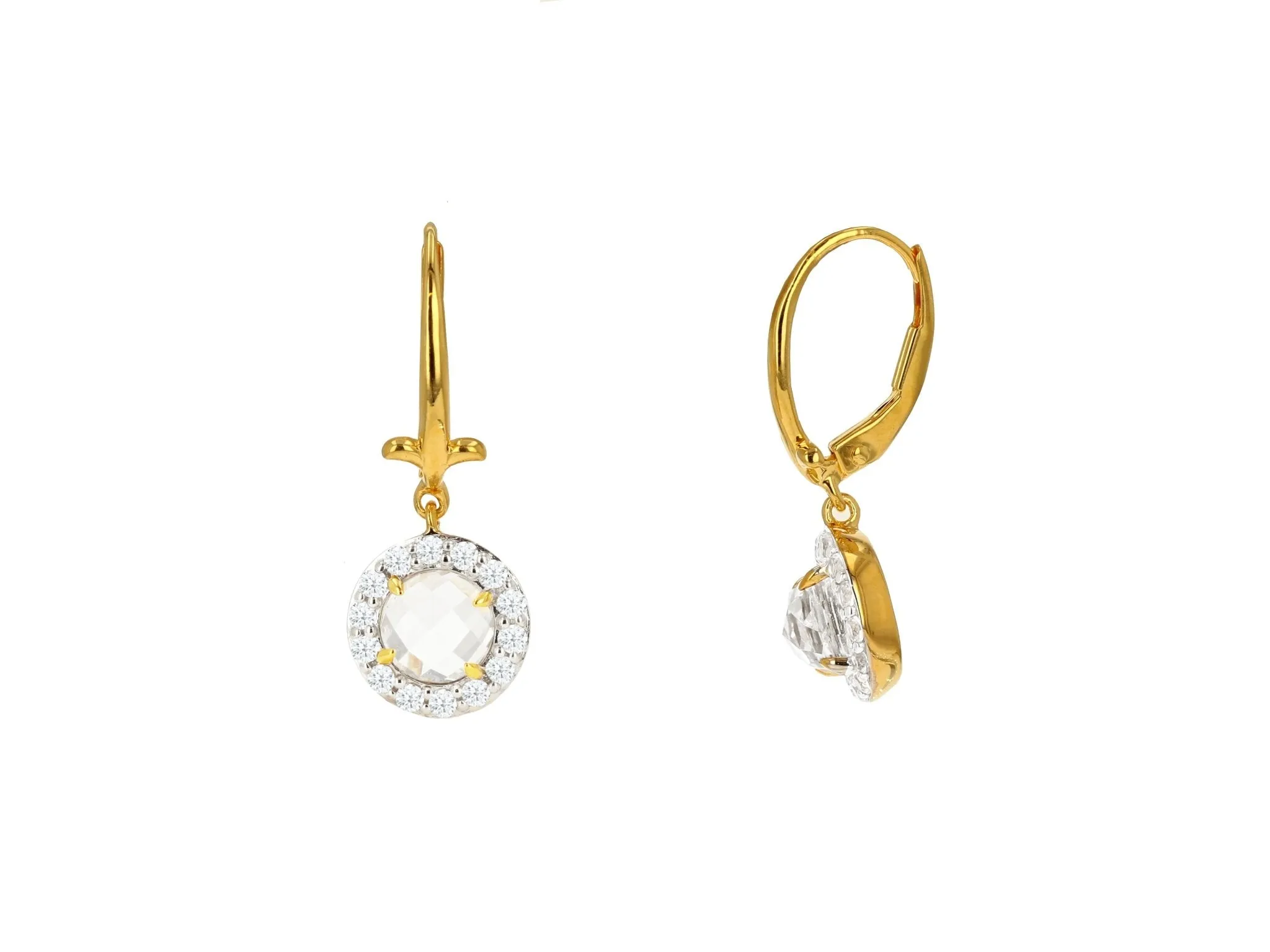White Topaz Lever Back Earrings