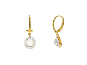 White Topaz Lever Back Earrings