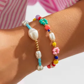 Wholesale Baroque Style Shaped Pearl Rice Beads Bracelet