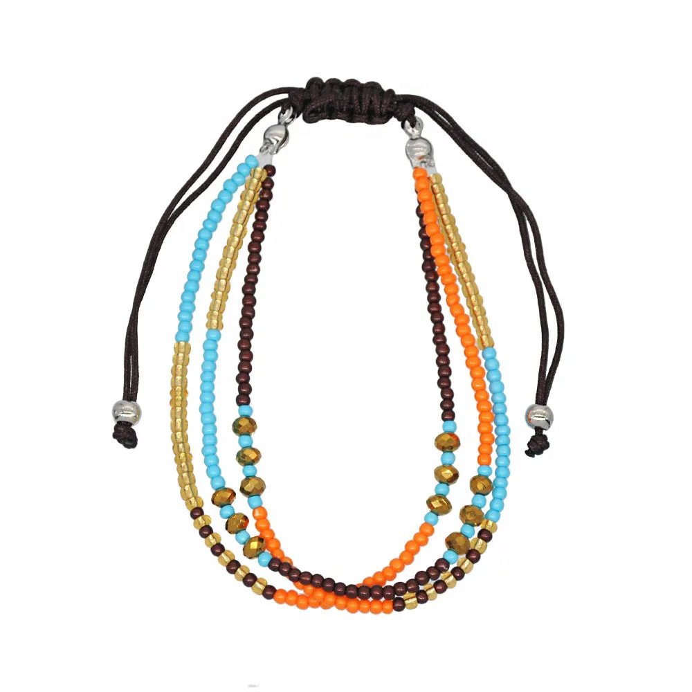 Wholesale Beaded Crystal Colorful Rice Beads Woven Bracelet