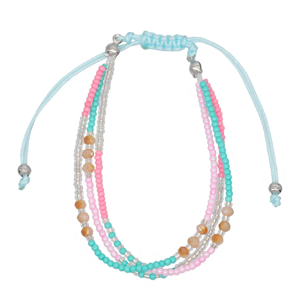 Wholesale Beaded Crystal Colorful Rice Beads Woven Bracelet