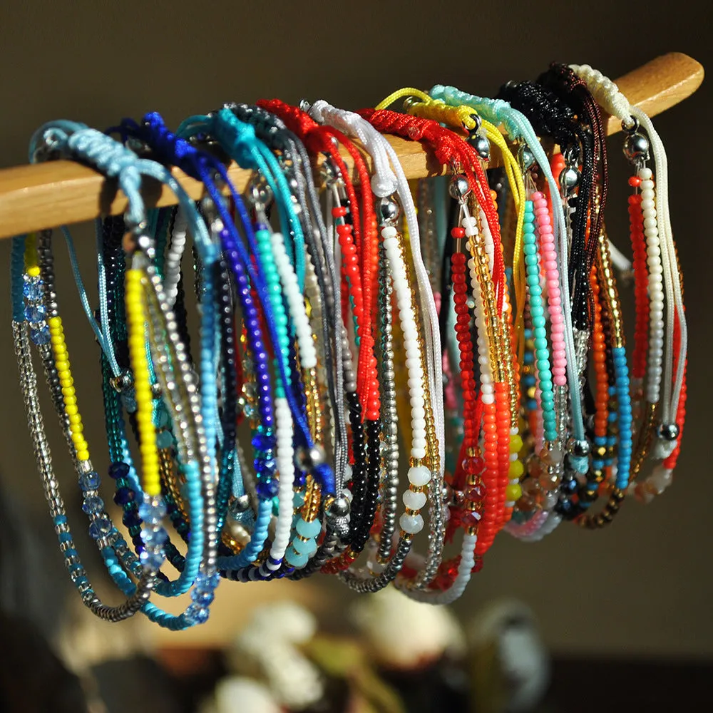 Wholesale Beaded Crystal Colorful Rice Beads Woven Bracelet