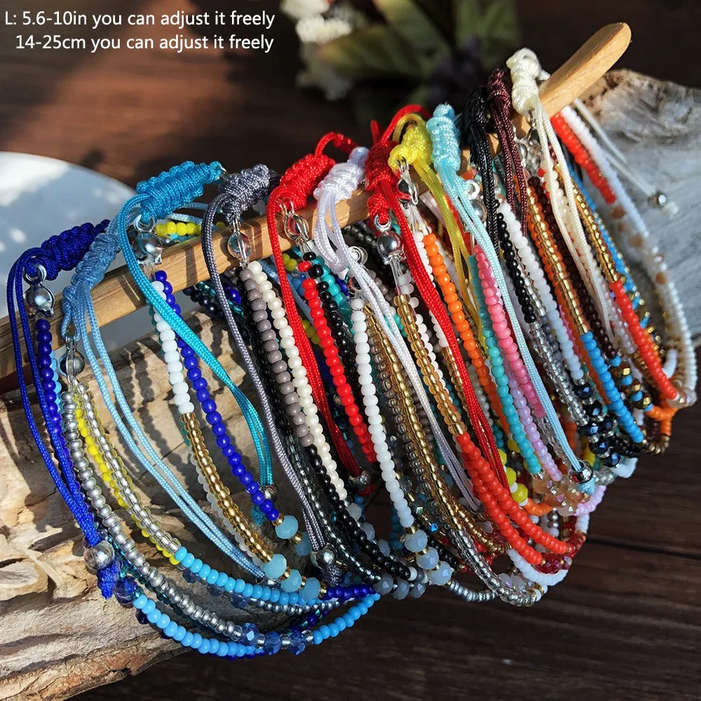 Wholesale Beaded Crystal Colorful Rice Beads Woven Bracelet