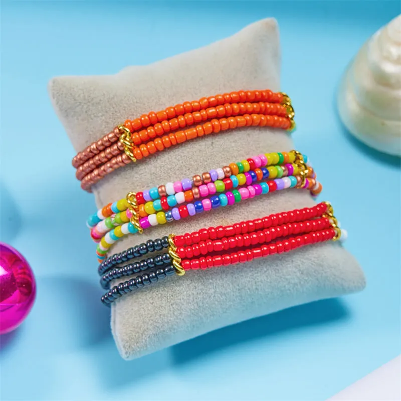Wholesale Boho Style Multi-layered Braided Rice Bead Bracelet