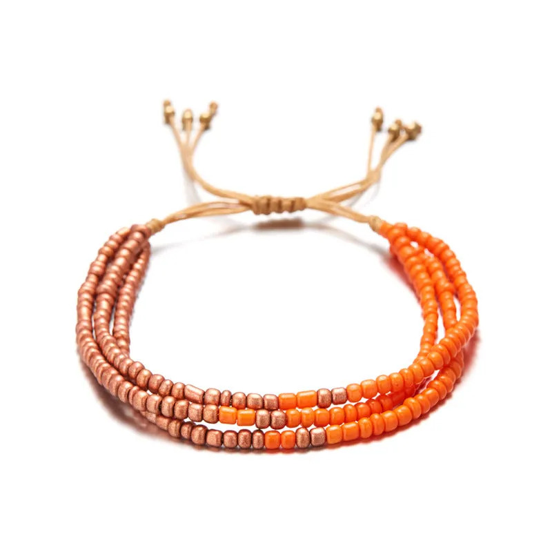 Wholesale Boho Style Multi-layered Braided Rice Bead Bracelet