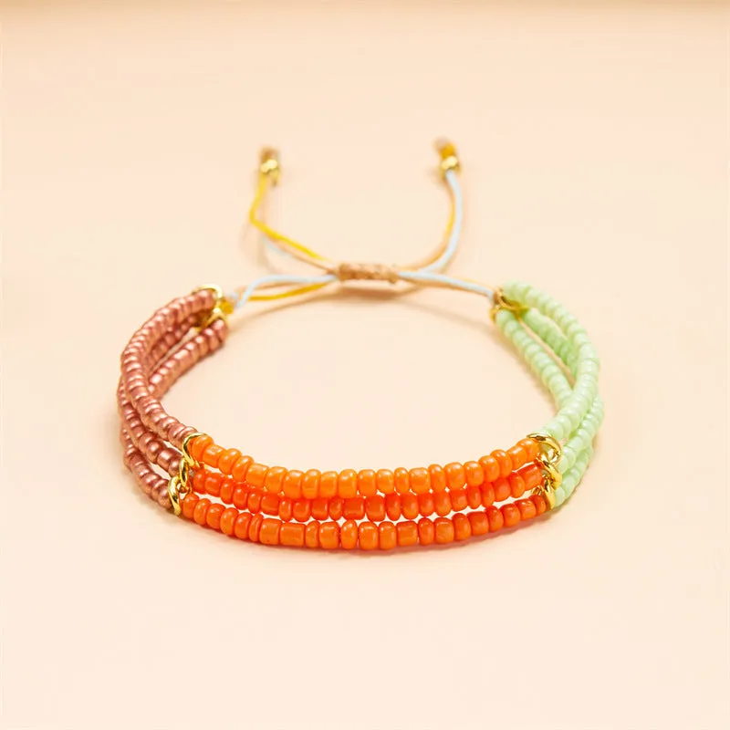 Wholesale Boho Style Multi-layered Braided Rice Bead Bracelet