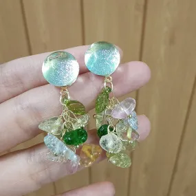 Wholesale Colorful Crushed Crystal Tassel Stud Earrings