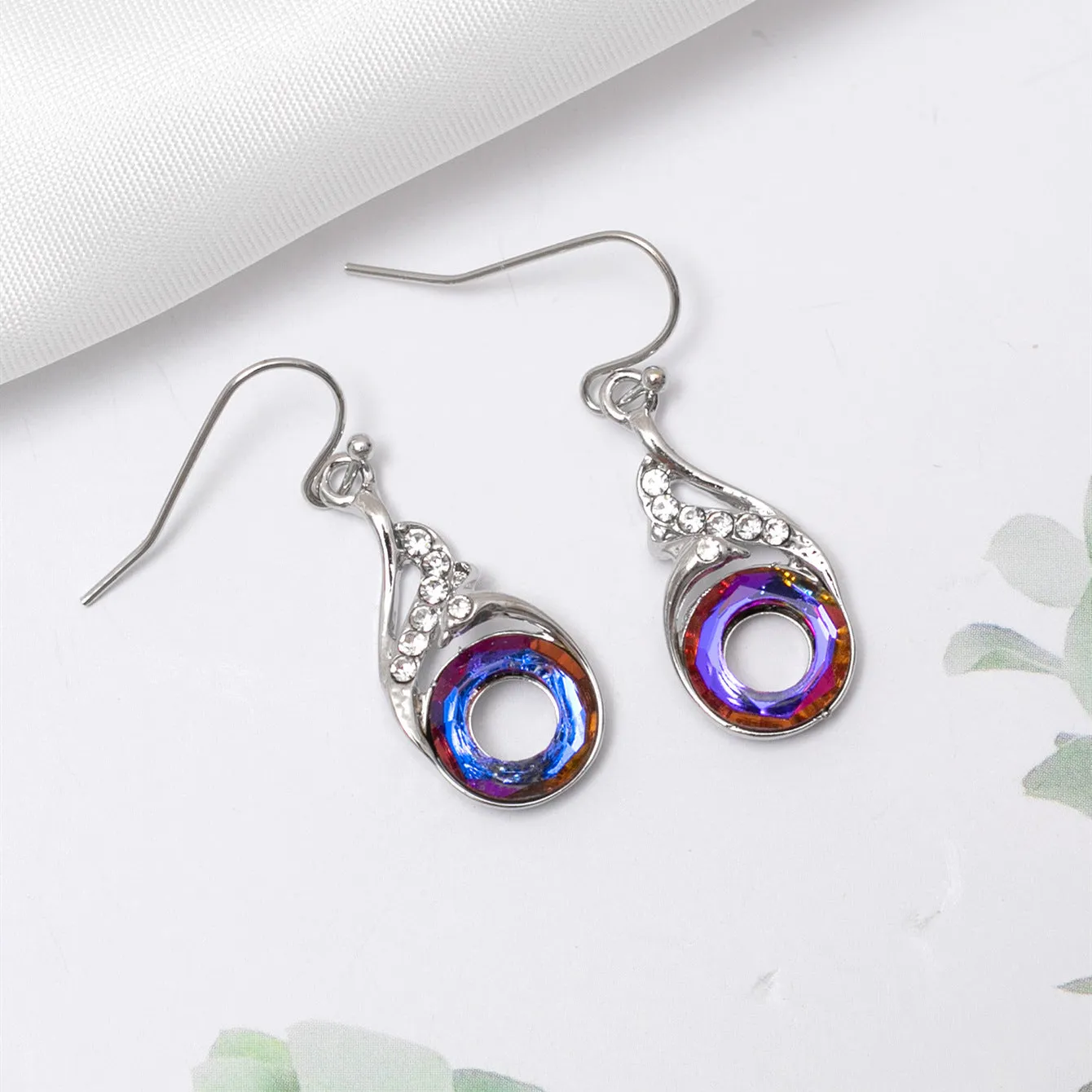 Wholesale Colorful Crystal Gradient Rhinestone Earrings