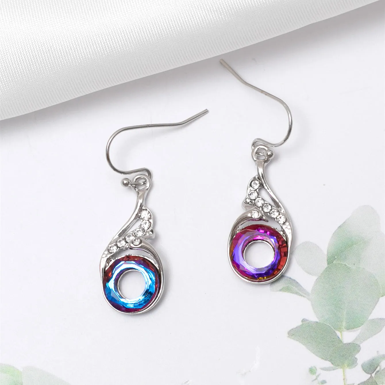 Wholesale Colorful Crystal Gradient Rhinestone Earrings