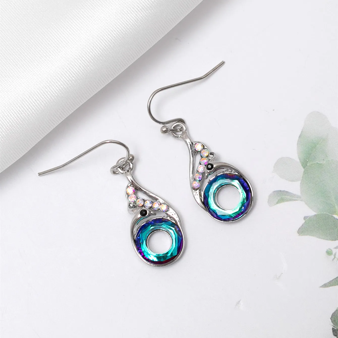 Wholesale Colorful Crystal Gradient Rhinestone Earrings