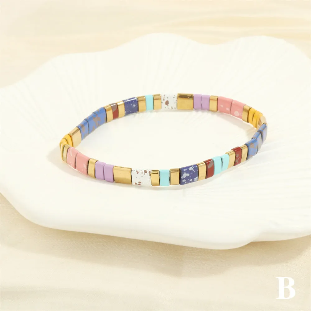 Wholesale Fashion Retro Pull-On Simple Bohemian Hand-woven Elastic Beaded Bracelet