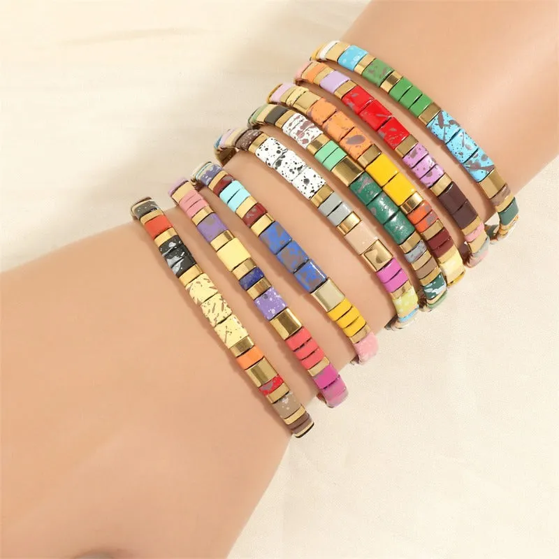 Wholesale Fashion Retro Pull-On Simple Bohemian Hand-woven Elastic Beaded Bracelet