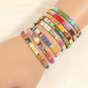 Wholesale Fashion Retro Pull-On Simple Bohemian Hand-woven Elastic Beaded Bracelet