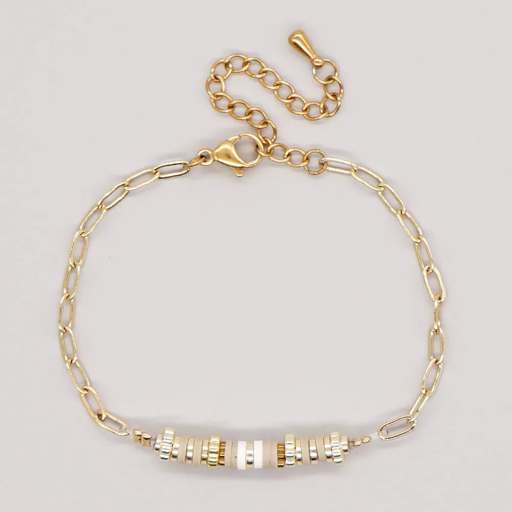 Wholesale Jewelry Bohemian Alphabet Heart Multicolor Glass Bracelet