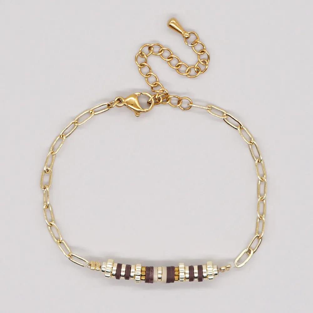 Wholesale Jewelry Bohemian Alphabet Heart Multicolor Glass Bracelet