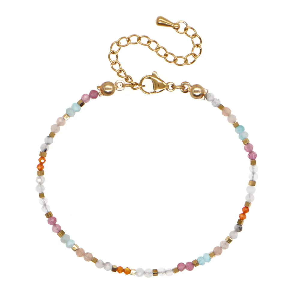Wholesale Jewelry Bohemian Alphabet Heart Multicolor Glass Bracelet