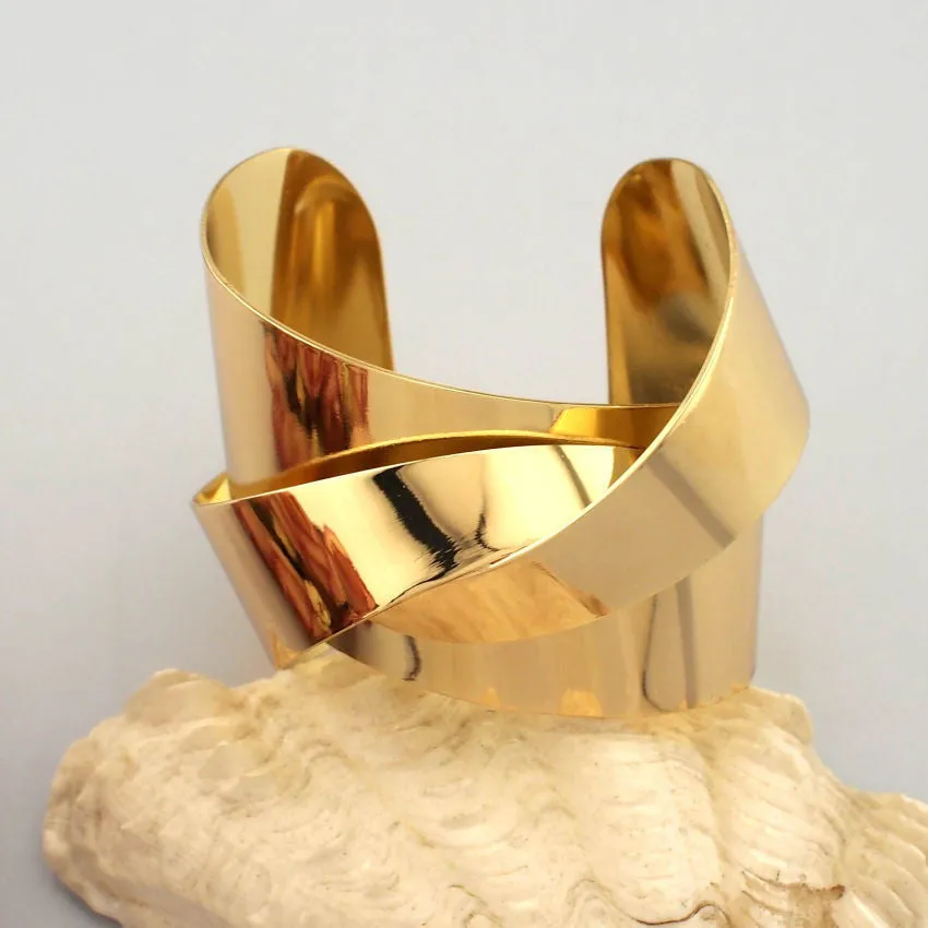 wide open surface metal wrap cuff bracelet bangle