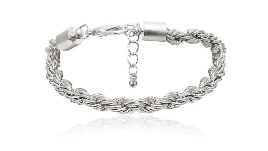 Womens Silver Boho Thick Charm Bracelets 4Pc Set Bangles