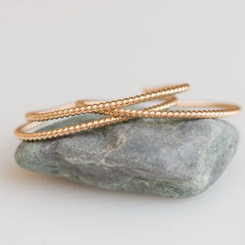 Woven Gold Bangle Cuff Bracelet