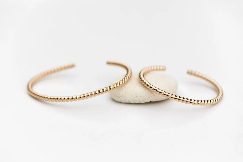 Woven Gold Bangle Cuff Bracelet