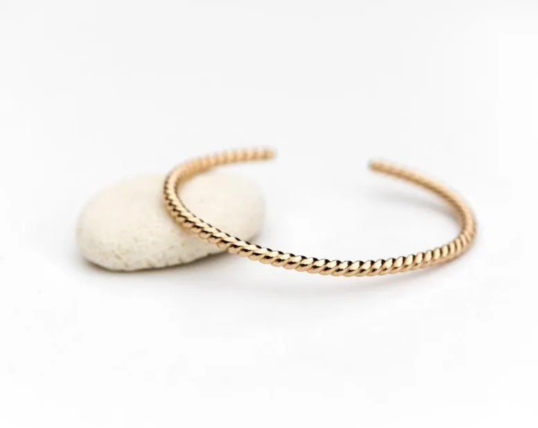 Woven Gold Bangle Cuff Bracelet