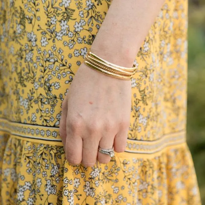 Woven Gold Bangle Cuff Bracelet