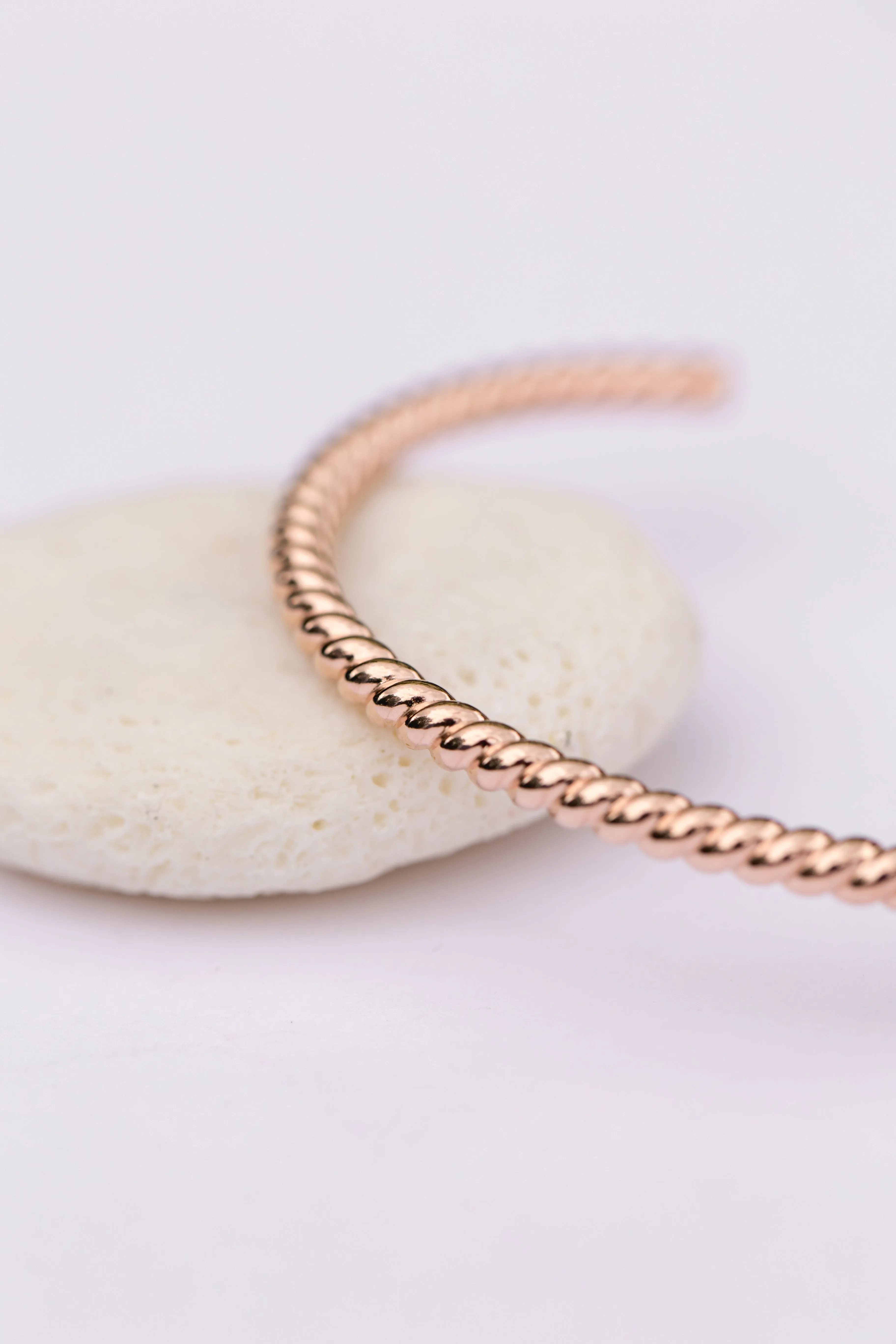 Woven Rose Gold Bangle Cuff Bracelet