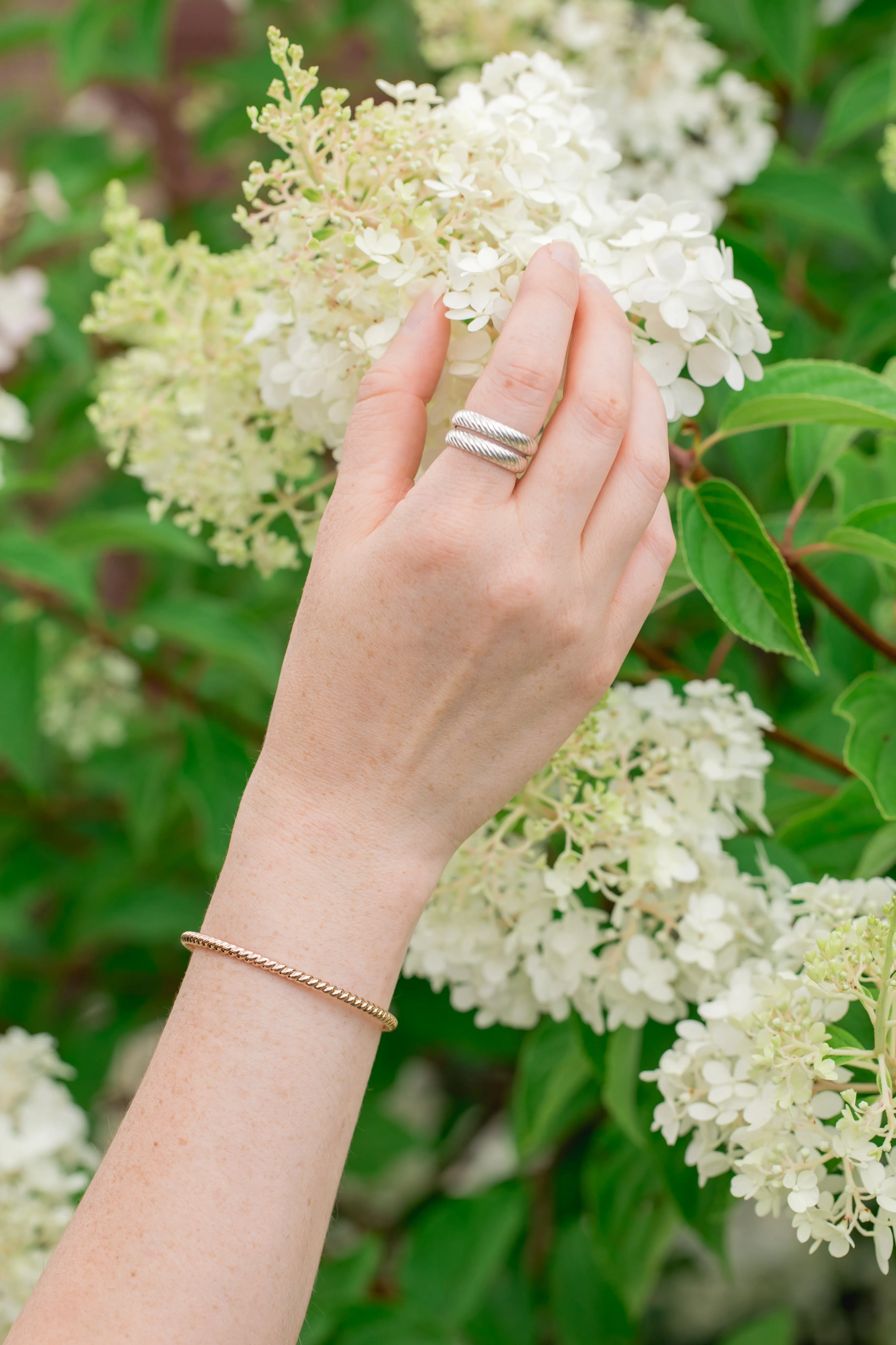 Woven Rose Gold Bangle Cuff Bracelet