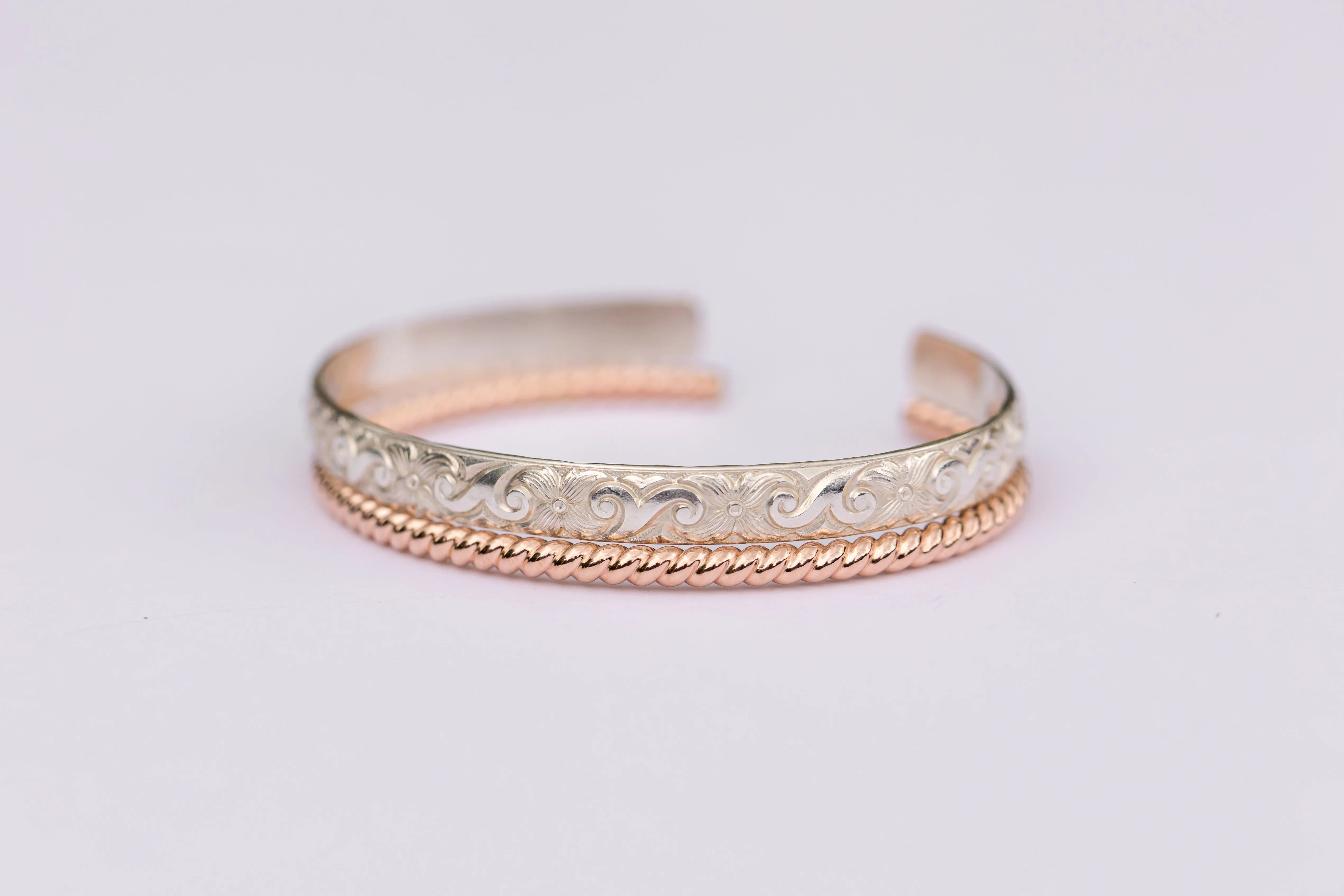 Woven Rose Gold Bangle Cuff Bracelet