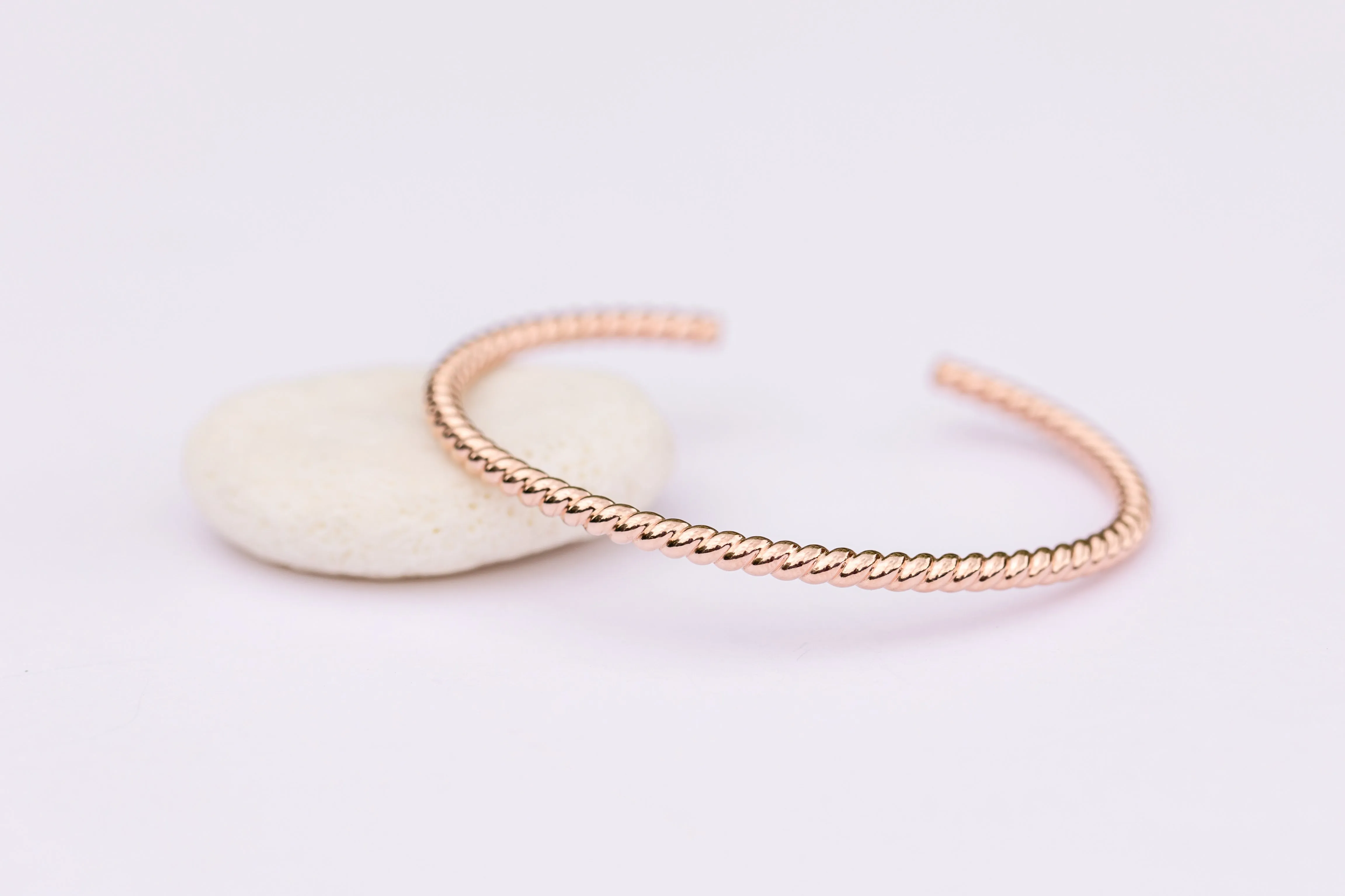 Woven Rose Gold Bangle Cuff Bracelet