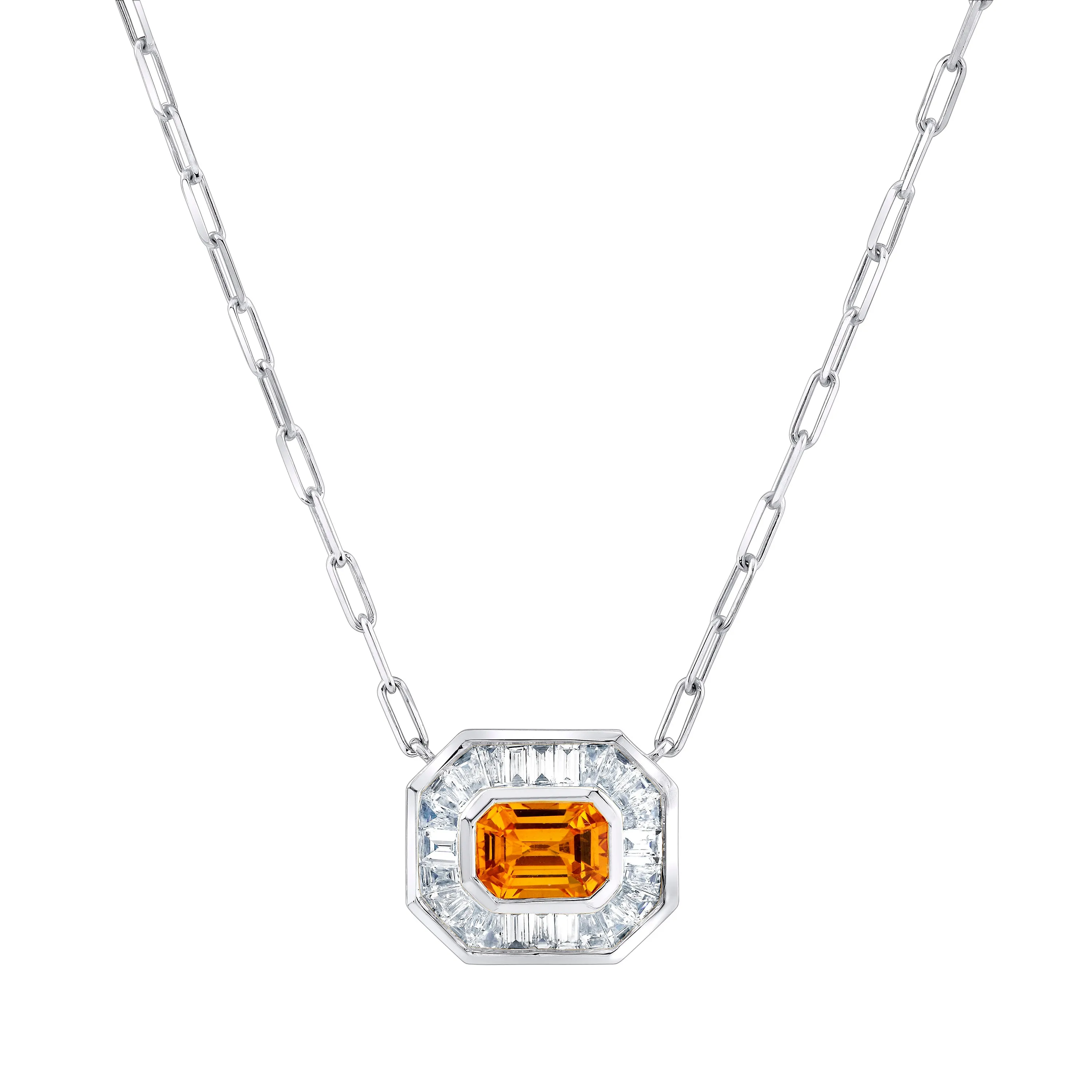 YELLOW SAPPHIRE & DIAMOND HALO MINI DECO LINK PENDANT